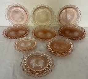 Twenty One Anchor Hocking, Old Colony Open Lace Pink Depression Glass Plates