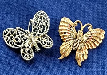 Another Nice Vintage Butterfly Brooch Lot Of Two