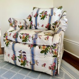 A Floral Slipcovered Upholstered Petite Arm Chair