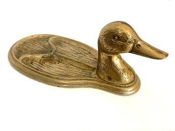 Contemporary Large Brass Duck Divided Coin Tray