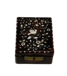 Small Rosewood Inlay Box With Bird Motif