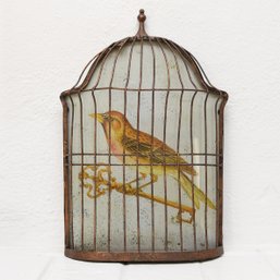 Antique Style Gilded Metal Bird Cage Wall Decor