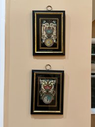 Pair Custom Framed Art Glass Paintings