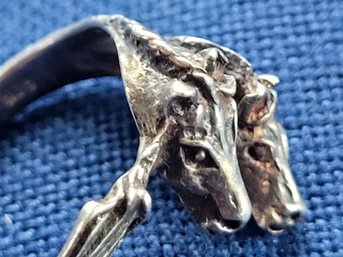 Exquisite Double Horse Head Sterling Silver Band Ring