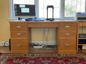 Oak Tone Double Pedestal Office Desk