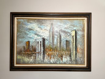 MCM New York Skyline,  Signed Original Oil On Canvas