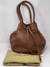 Carlos Falchi Brown Leather Drawstring Bucket Bag