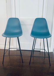 Herman Miller Eames Molded Plastic Counter Height Barstools (Pair)