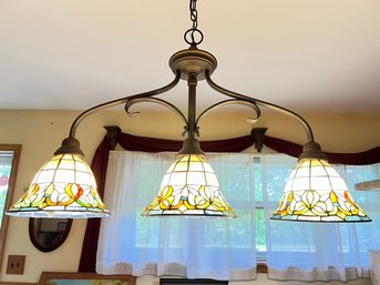 Stained Glass 3 Light Fixture, Perfect Over A Table Or Pool Table