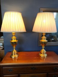 Gorgeous Pair Of Brass Stiffel Lamps - Very Heavy!