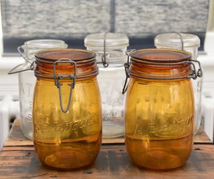 (4) Vintage Lidded Mason Jars