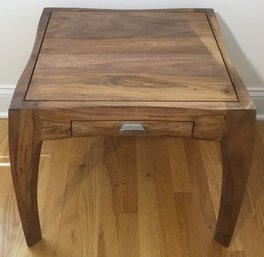 Live Edge Look, Clean Line, Petite Wooden End Table