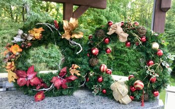 Pair Of Festive Christmas Wreathes