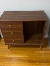 Modern MCM Style Console With Shelf And Drawers