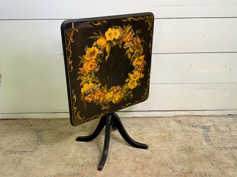 A Hand Painted Antique Tilt Top Table