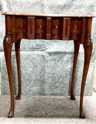 Chippendale Style Side Table With Three Small Drawers Cabriole Legs With Carved Knees