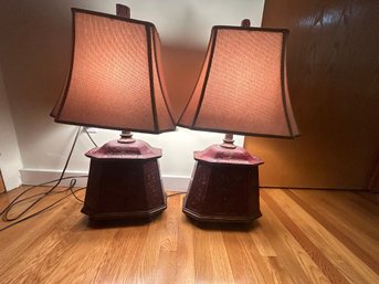 2 Red Asian Style Lamps