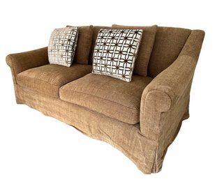 Two Seat Cushion Sofa In Carmel Brown