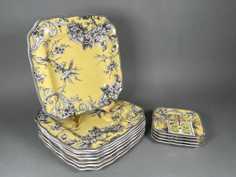 222 Fifth Adelade Yellow Fine China Plates