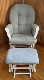 Windsor Glider & Ottoman, Gray & White By Longwood Forest Products