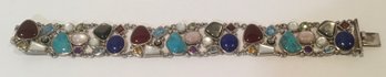 Sterling Silver 925 Bracelet, Blue Lapis, Turquoise & Multi Stones.