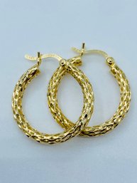 14k Yellow Gold Woven Hoop Earrings
