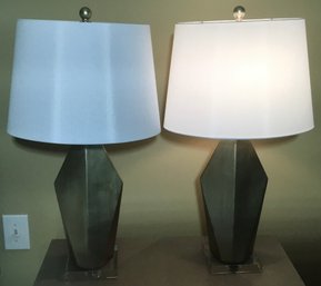 PR. Contemporary Gold Wash, Lucite, Glass, Base Lamps.