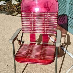 Vintage Pink Jelly Tube Folding Lawn Chair