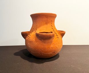 Terracotta Strawberry Jar With Incised Decoration