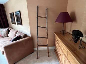 Artisinal Wood And Rattan Blanket Ladder