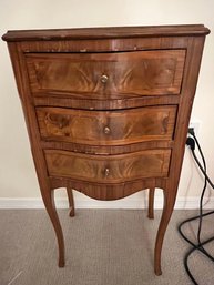 French Louis XV Three Drawer Chest, With Burlwood, And Spider Legs