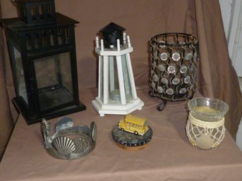 Candle Lot #1: Variety Holders And Topper 6 Pieces