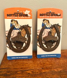 2 New Cast Horseshoe Bottle Openers