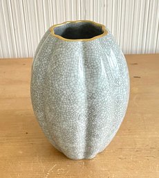 Vintage Prince Hamlet Crackle Glaze Porcelain Vase Made In Denmark
