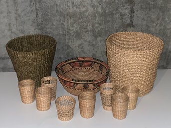 Group Of Wiicker & Woven Baskets