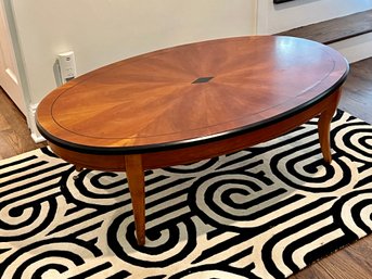 Lane Furniture Oval Ebonized Banded And Inlaid Coffee Table