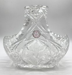 Vintage Crystal Clear - Cut Glass Basket W/ Handle From Poland