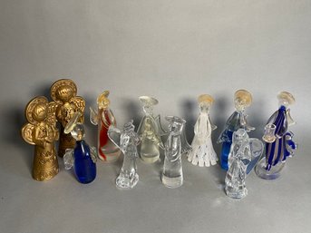 Glass & Wood Angels Including Baccarat