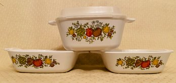 Vintage Lot Small Corning Ware - Spice Of Life - 2: P-41-B - 1 3/4 Cup - & - 1: P-43-B - 2 3/4 Cup With Lid