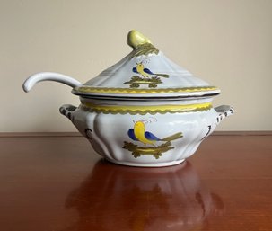 CANTAGALLI Tureen From Italy Featuring A Bird & Pear Design