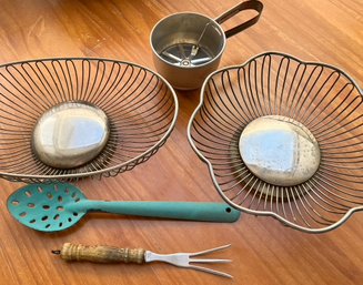 Mid Century Metal Baskets And Other Items