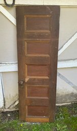 Antique 5 Panel Hard Wood Door With Wooden Knobs!