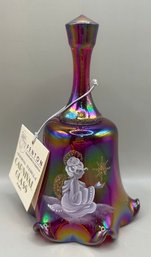 Fenton Ruby Red Carnival Glass Hand Painted Angel Bell