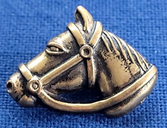 Brass Detailed Pretty Horse Head With Bridle Vintage Lapel Pin