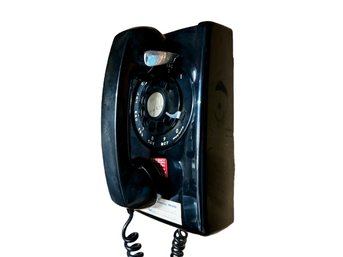 Mid Century Western Electric Wall Mounted Rotary Telephone In Black