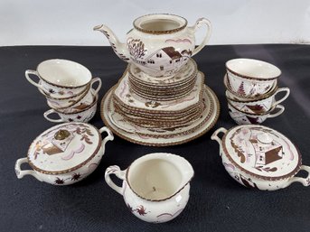 A GREYS POTTERY LUSTERWARE LUNCHEON SET