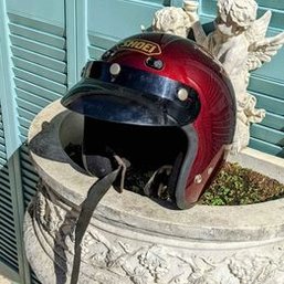 Vintage Shoei Open Face RJ Air Motorcycle Helmet Maroon Red, Size M