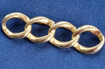 Bold Vintage 1980's Chunky Link Gold Tone Bar Brooch