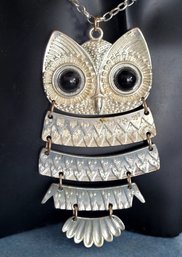 Fantastic VIntage Large Dangling Owl Pendant Necklace