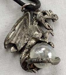 Amazing Dragon With Crystal Ball In Claw Pendant Necklace